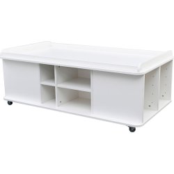 Legebord med opbevaring - rektangul�rt, h�jde 57 cm, hvid