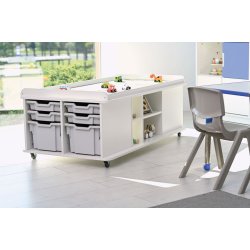 Legebord med opbevaring - rektangul�rt, h�jde 57 cm, hvid