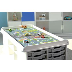 Legebord med opbevaring - rektangul�rt, h�jde 57 cm, hvid