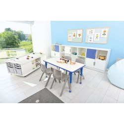 Legebord med opbevaring - rektangul�rt, h�jde 57 cm, hvid