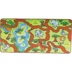 Legetppe med bilbane - By eller junglemotiv