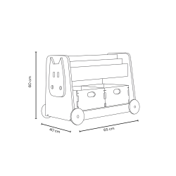 Mobil tr�reol p� hjul til b�ger og leget�j � tosidet