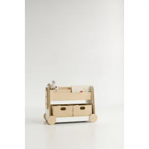 Mobil tr�reol p� hjul til b�ger og leget�j � tosidet